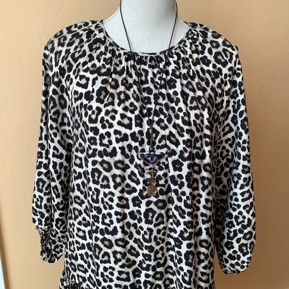 H&M Leopard Drop Waist Puff Sleeve Dress Size S - Picture 4 of 16
